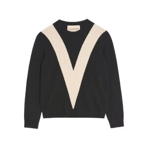 VALENTINO V-Logo Knit Sweater Men NERO/BURRO Sweaters & Cardigans